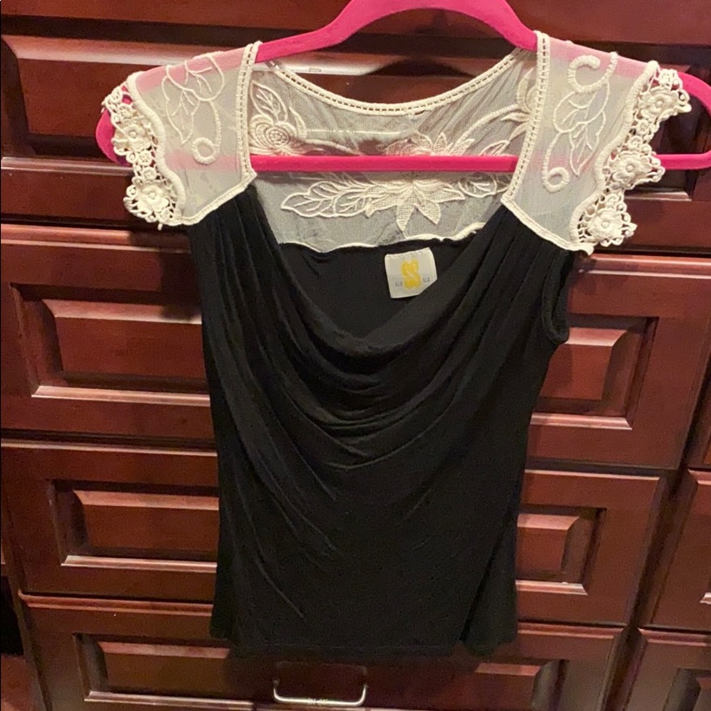 Lace shoulder top